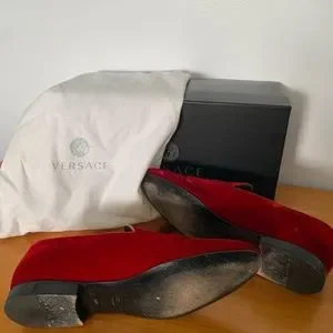 Versace Shoes Versace Mens Red Velvet Loafers Poshmark